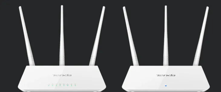 White dual-band wireless router on a desk
