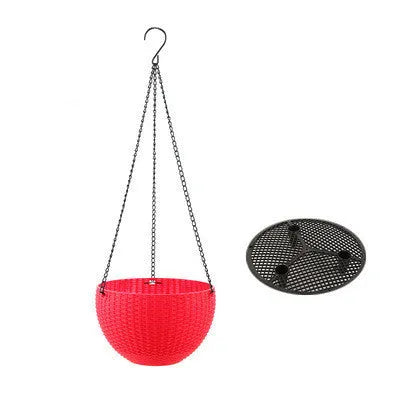 Hanging basket planter with inner tank measuring 210mm diameter with 450mm chain in choice of seven colours