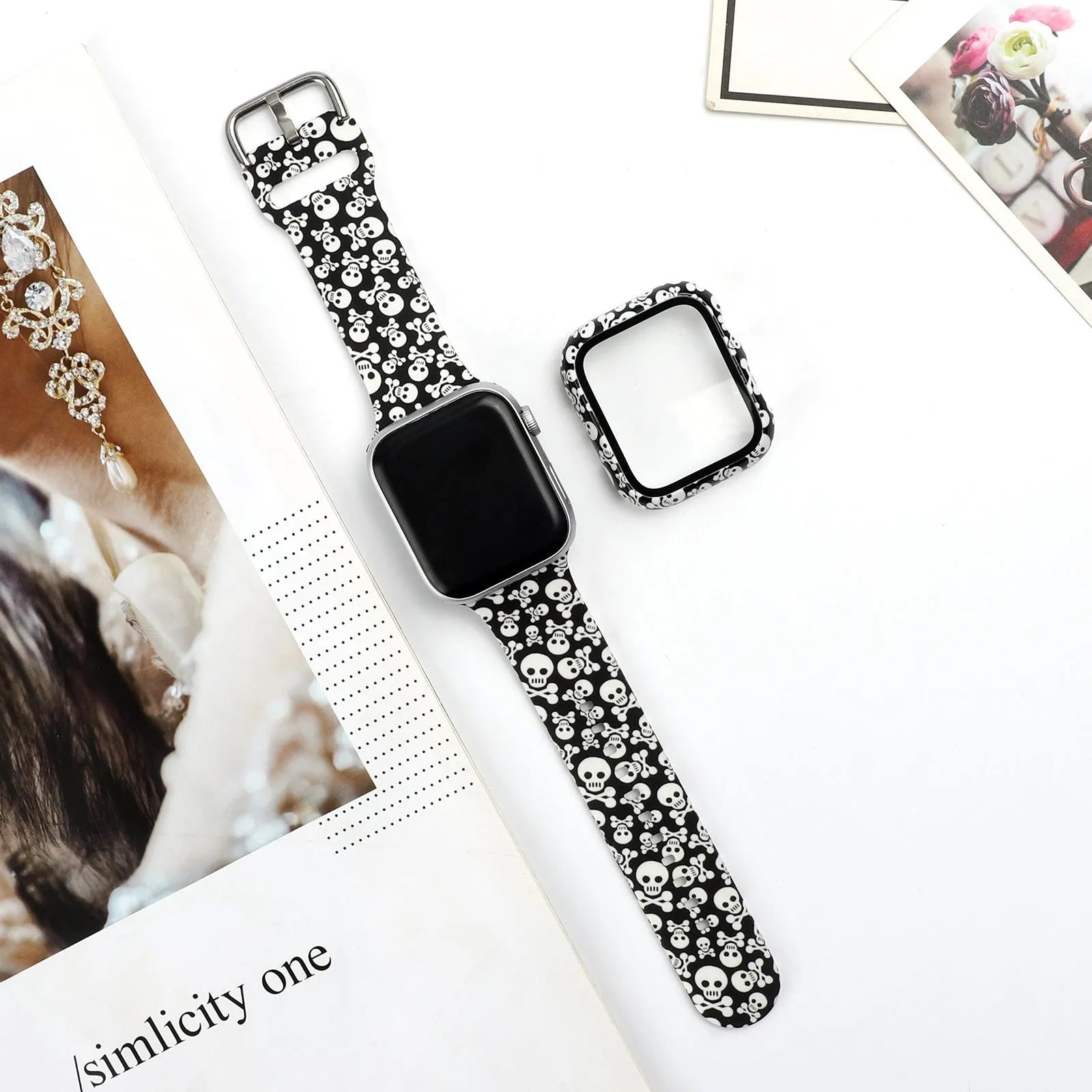 Printed silicone Apple Watch strap for iWatch 1-6 and SE models in 38mm 40mm 42mm 44mm sizes