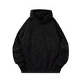 Black starry hooded sweater with letter pattern, loose fit, for men and women, polyester fibre, sizes M to 3XL