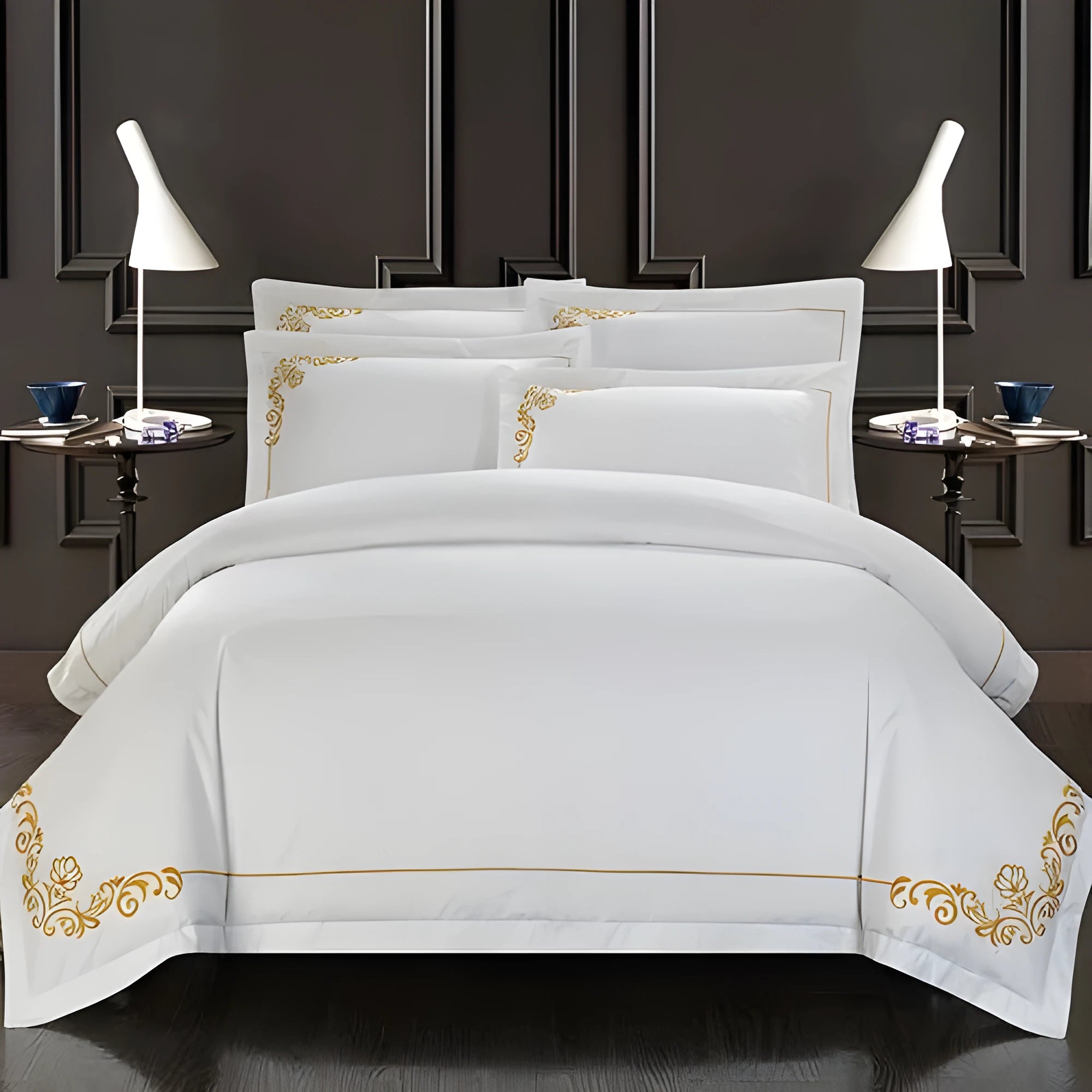 Four-piece 100% pure cotton bedding set with plain pattern, 60-thread-count twill weave, reactive dyeing, in 200x230cm size