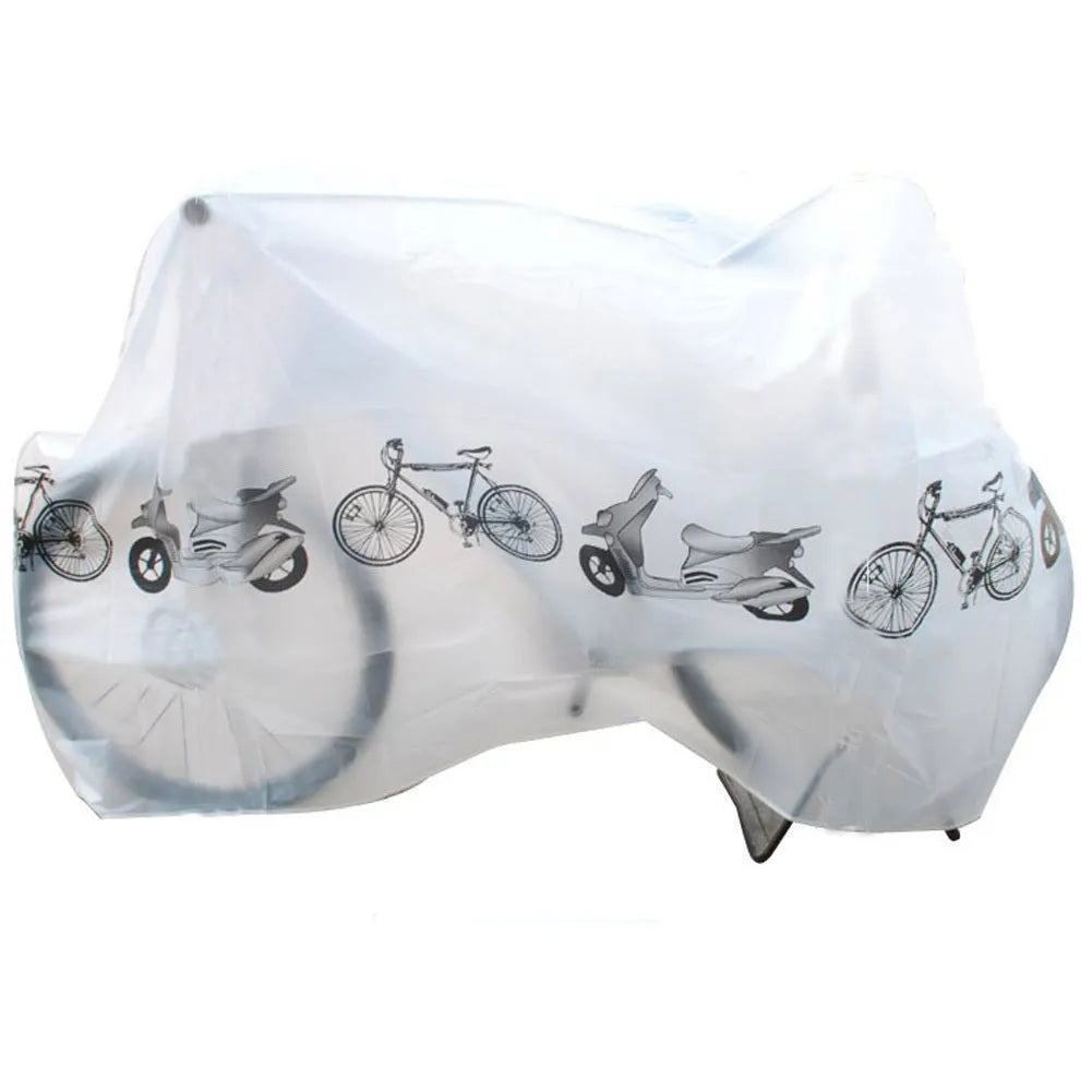 White waterproof polyester bike rain dust cover 210cm x 100cm for outdoor storage