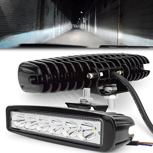 Black die-cast aluminium car auxiliary LED spotlight with bracket for mounting.