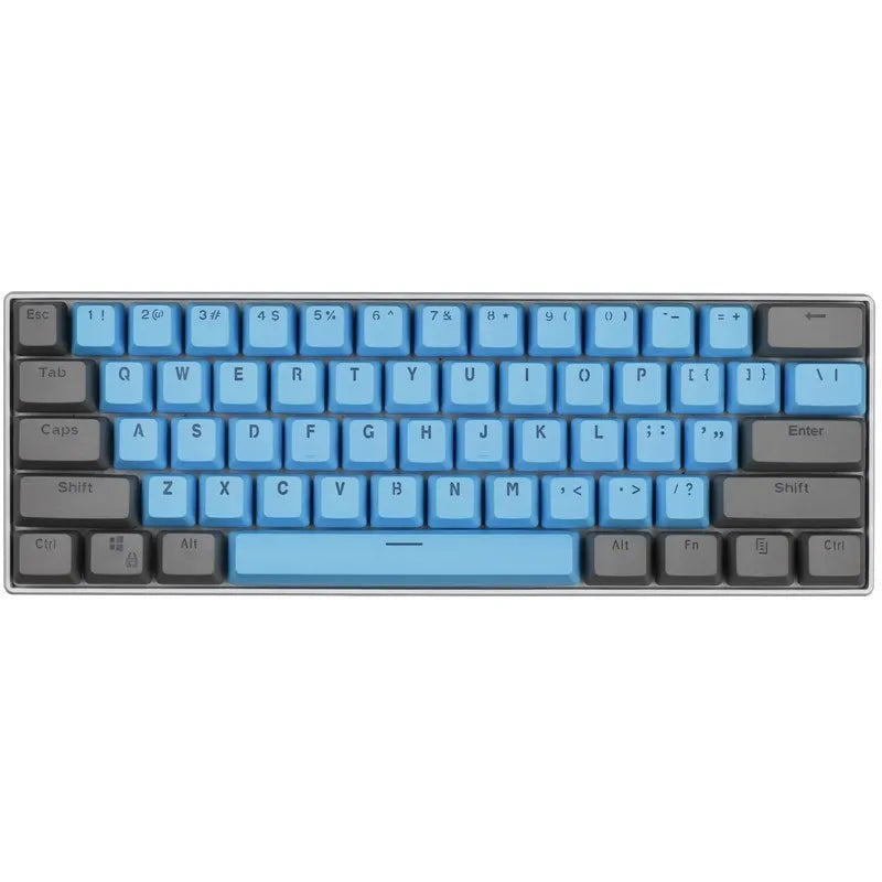 PBT transparent keycap set with OEM height profile and two-shot injection light-transmitting characters for 60% mechanical keyboards