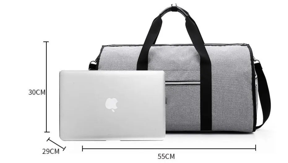 Medium cylinder travel bag in Oxford cloth with zipper closure, available in blue, red, light grey, and black