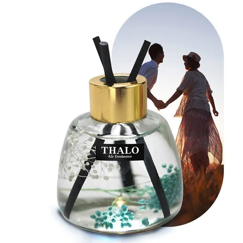 Glass bottle car perfume ornament with loose incense in one of six available colours