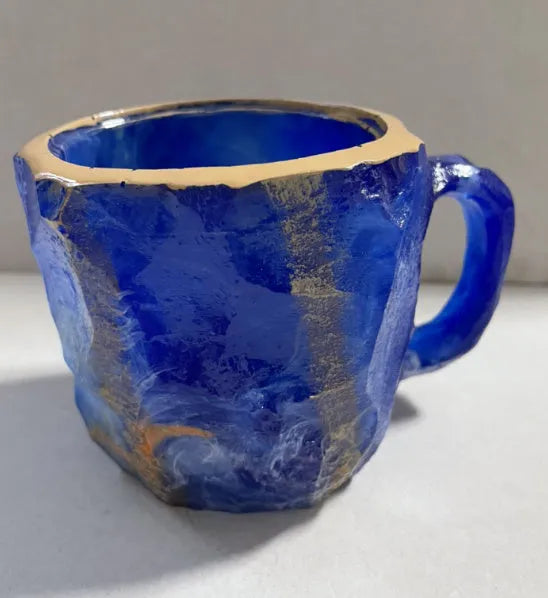 Resin mineral crystal coffee mug with handle showing clear design and colour options