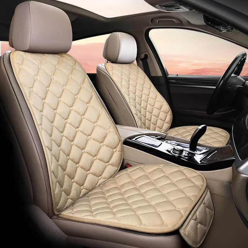 Ringer plush winter car seat cushion in cotton fabric with cotton stuffing, available in six colours