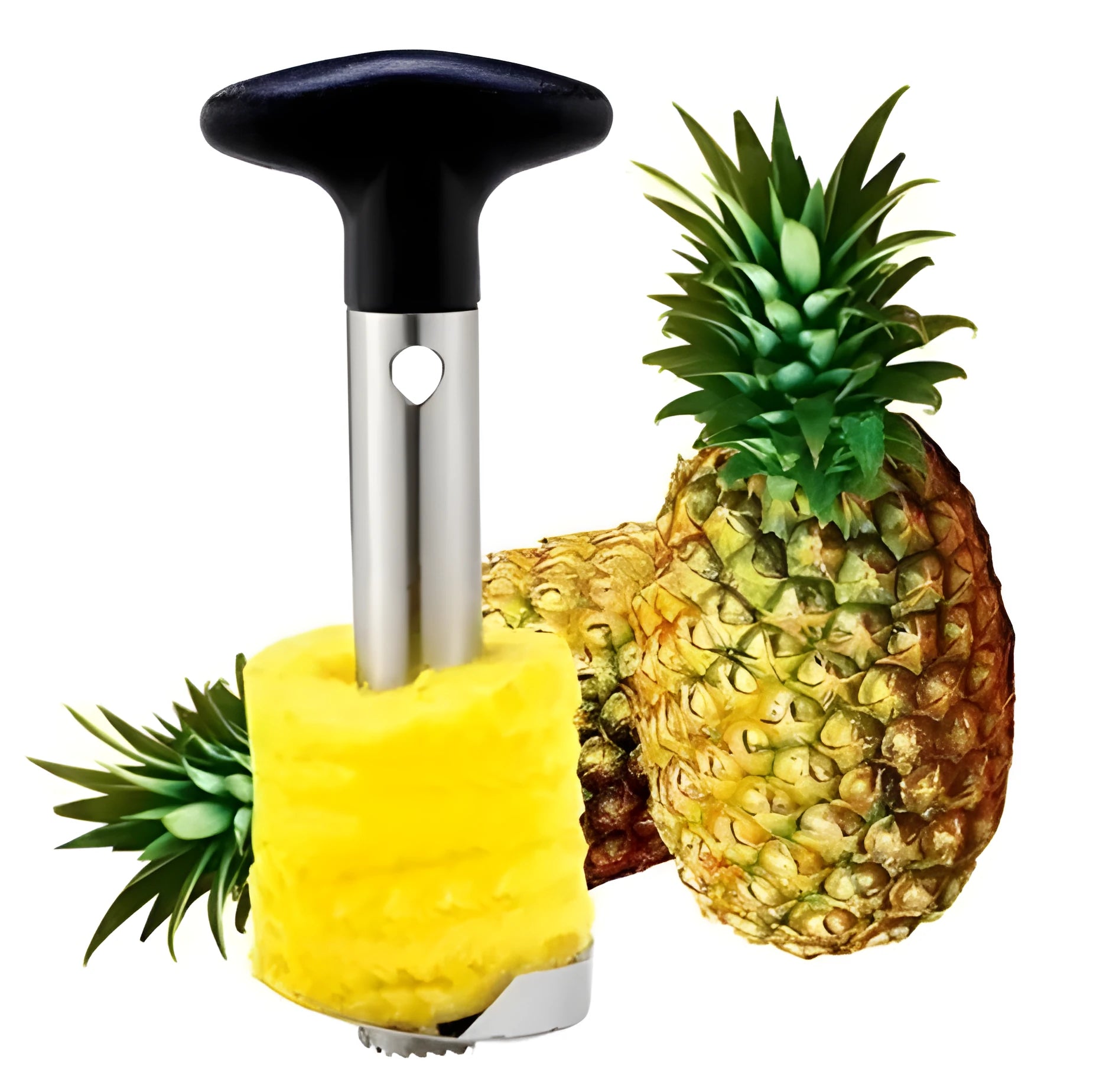 Stainless steel pineapple corer slicer with ABS handle on a kitchen worktop