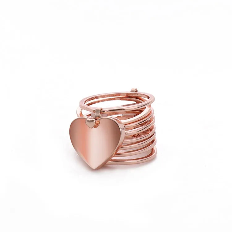 Heart finger ring bracelet 2 in 1 women jewellery S925 sterling silver rose gold light yellow gold plating
