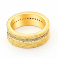 Women's geometric gold zircon ring on copper base with electroplated finish