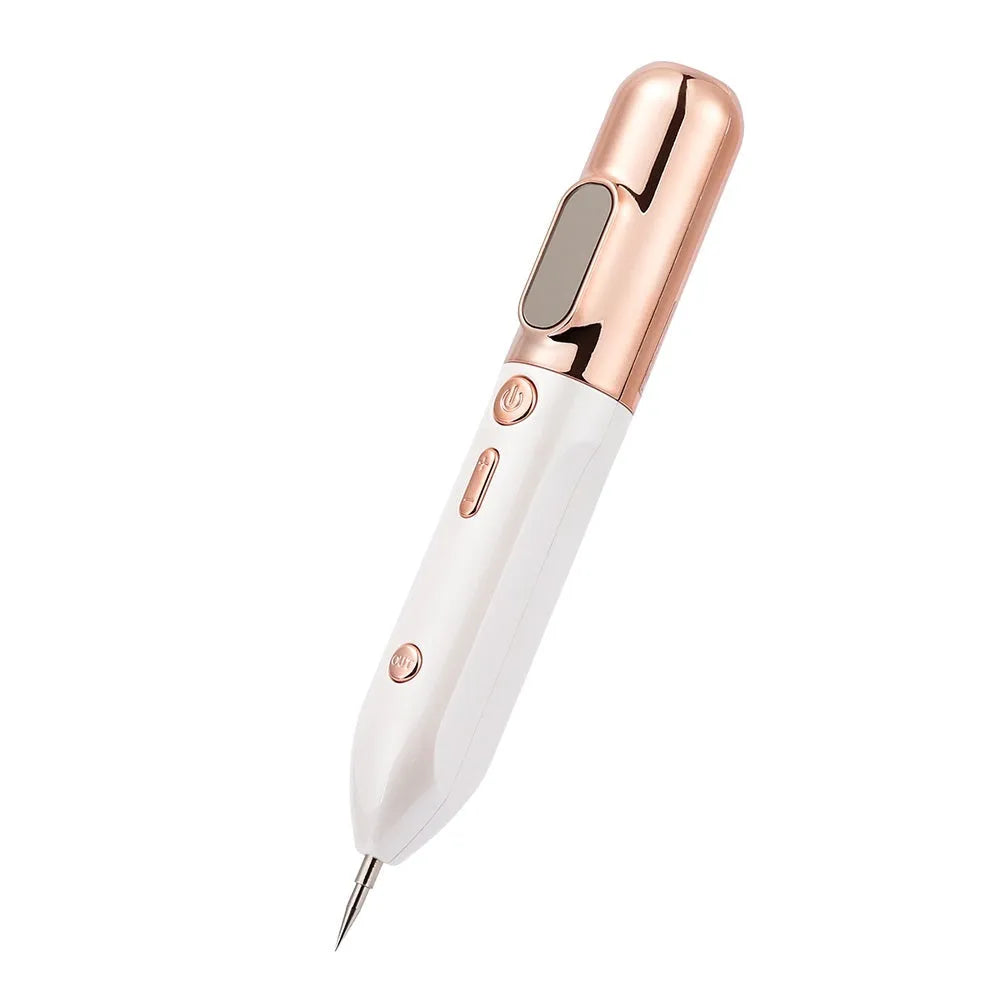 Blue light acne beauty instrument removal pen set with cooling gel and needles on a table