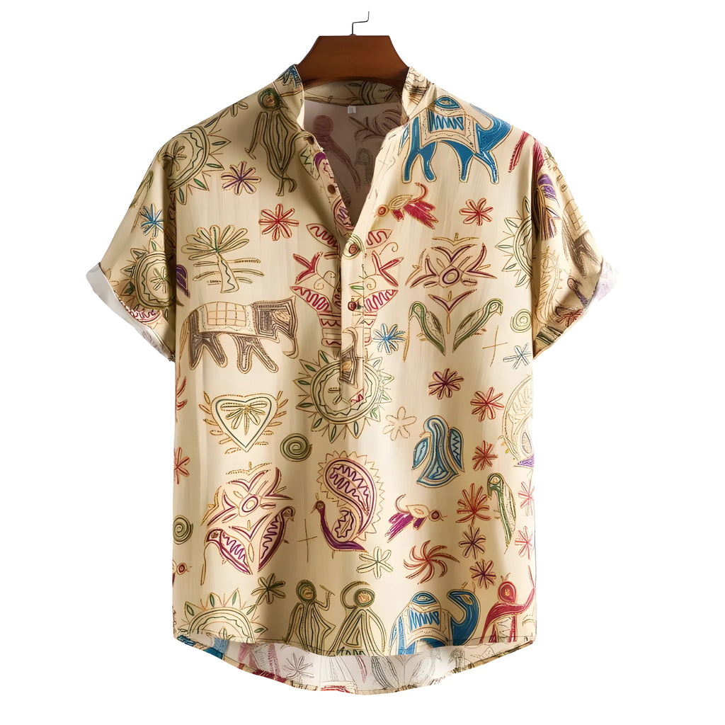 Men's plus size casual shirt with 3D digital printing pattern in loose cardigan style
