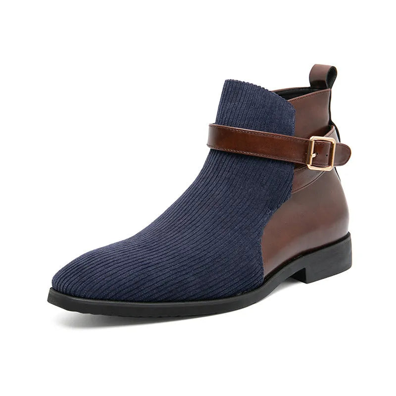Men's high top retro platform biker boots with rubber sole, front lace-up, in beige colour