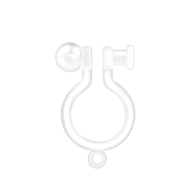 Transparent plastic U-shaped ear clip converter for converting stud earrings into clip-on style, unisex design