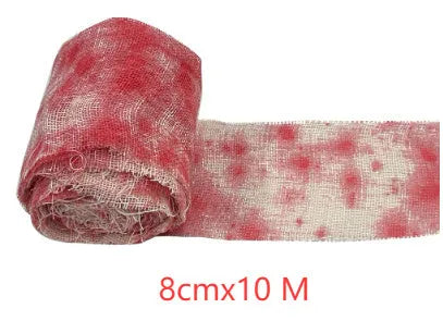 Blood-red dyed gauze bandage rolled for Halloween costumes and horror decorations with 8cm width