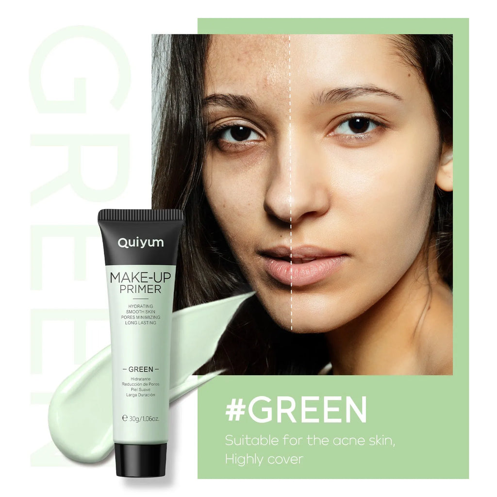 30g moisturising colour correcting makeup primer in green, pink, and purple shades