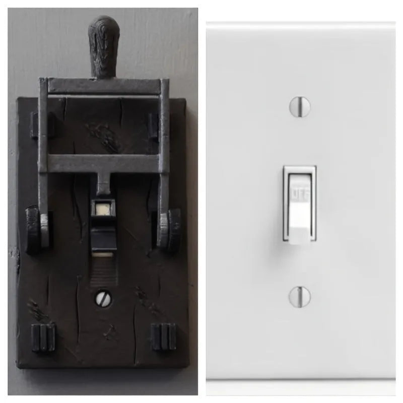 Retro-inspired decorative mechanical light switch panel with American standard dimensions