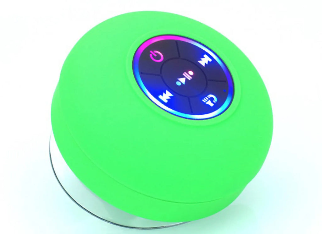 BTS07 large waterproof Bluetooth speaker with suction cup and light in six colour options.