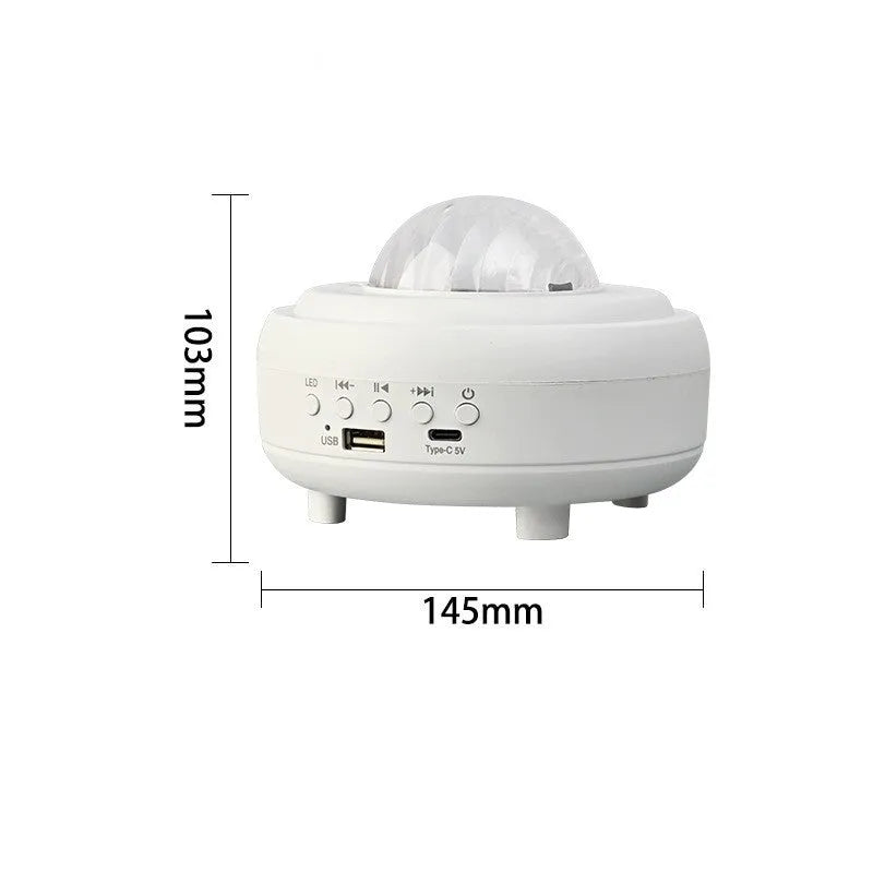 Galaxy star projector Bluetooth LED night light with starry sky projection in compact black rechargeable unit