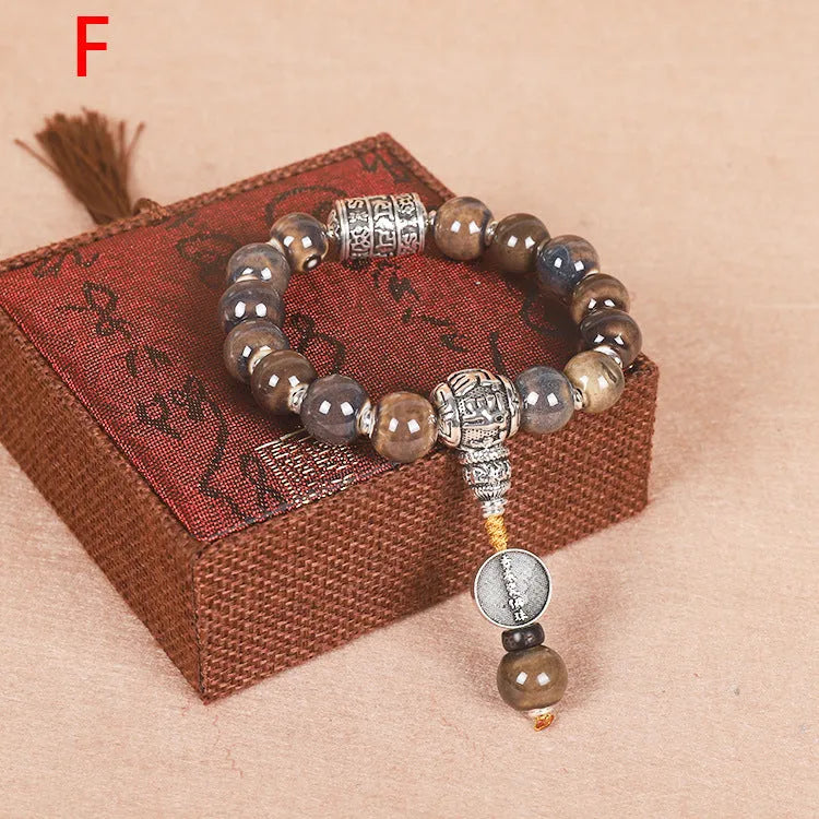 Men's gradient ceramic blessing bracelet with coloured glaze beads, shown in one of six colour types.