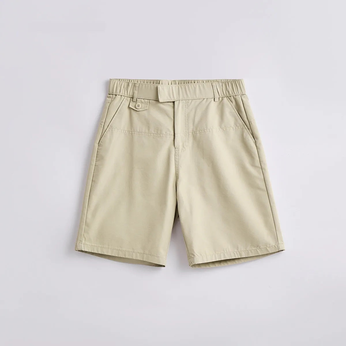 Men's light blue casual cotton blend shorts with a loose fit and micro elasticity for summer.