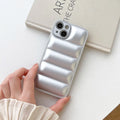 Plastic down jacket style TPU phone case in black for iPhone 15 Pro