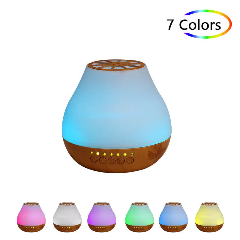 Wood grain USB essential oil aroma diffuser with colourful LED lights