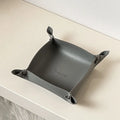Leather woven storage tray in milk brown large size 17.5x13x4.5cm modern simplicity style