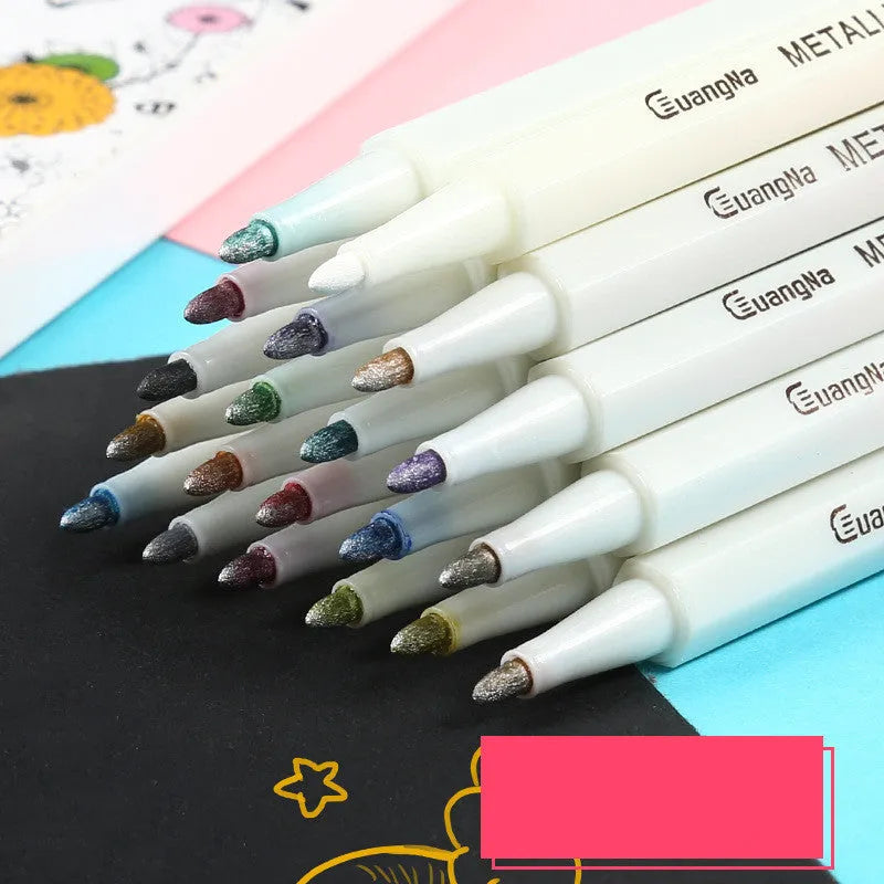 Metallic marker pen set with plastic barrels for card making and stationery projects, available in multiple colour boxed sets