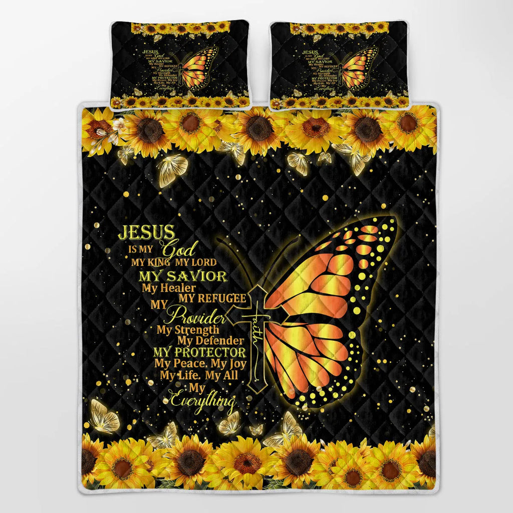 3 piece butterfly and sunflower pattern pet theme quilt set in black with soft microfiber fabric