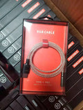 RGB super fast streamer charging data cable 1m length with Apple and Type-C connectors