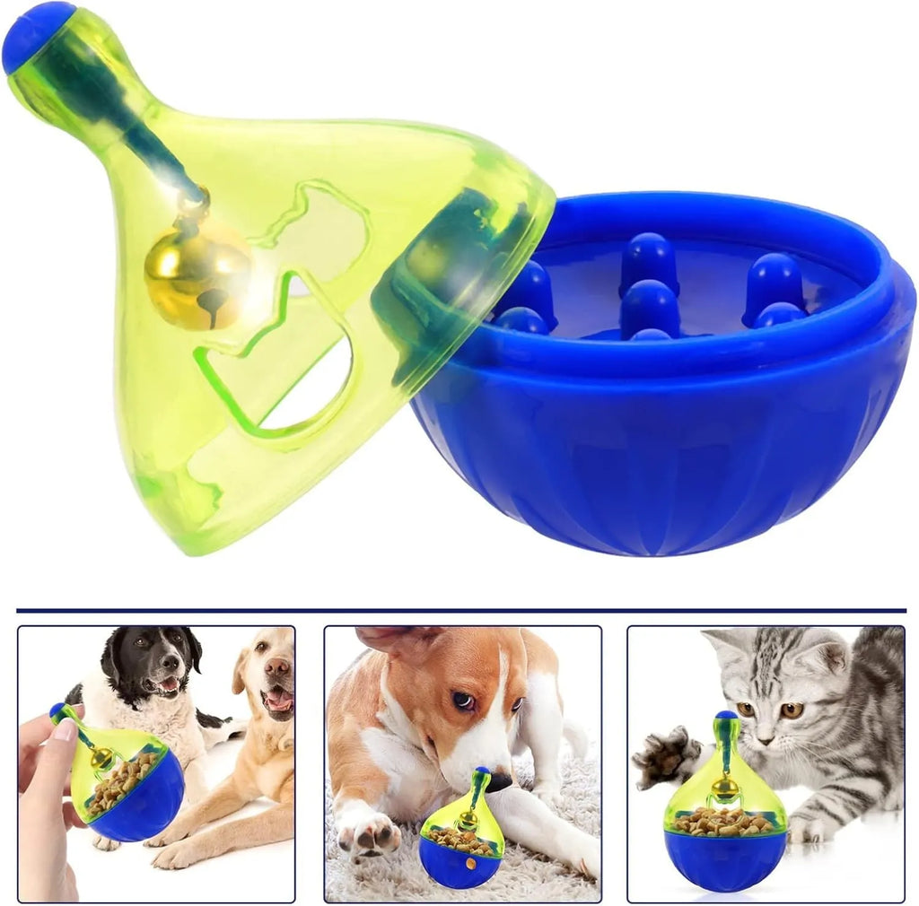 Interactive dog treat ball dispenser tumbler toy in size L, 14x10x10cm lightweight design for small medium pets