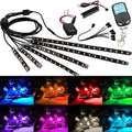 Black silicone RGB LED light bar kit with wireless remote for car and motorcycle atmosphere lighting