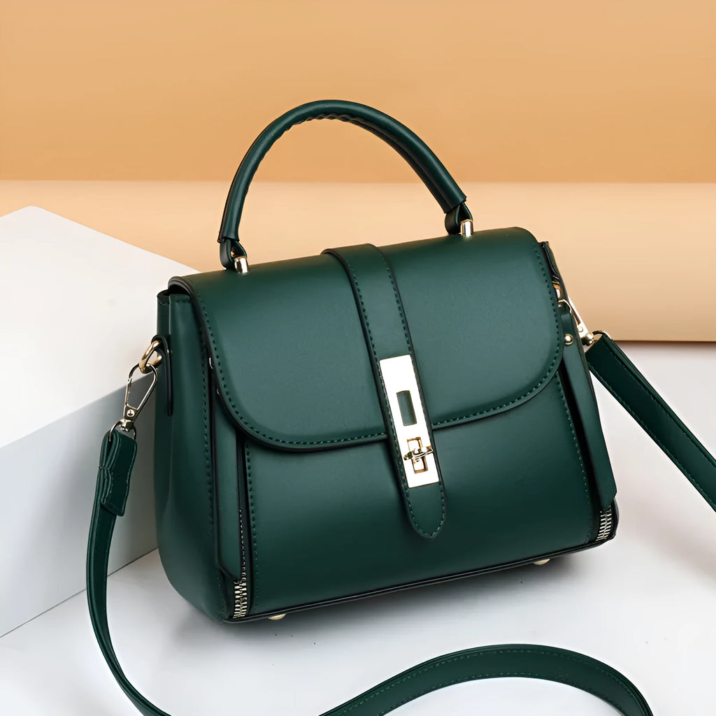 Women's soft PU leather messenger shoulder bag in square vertical design
