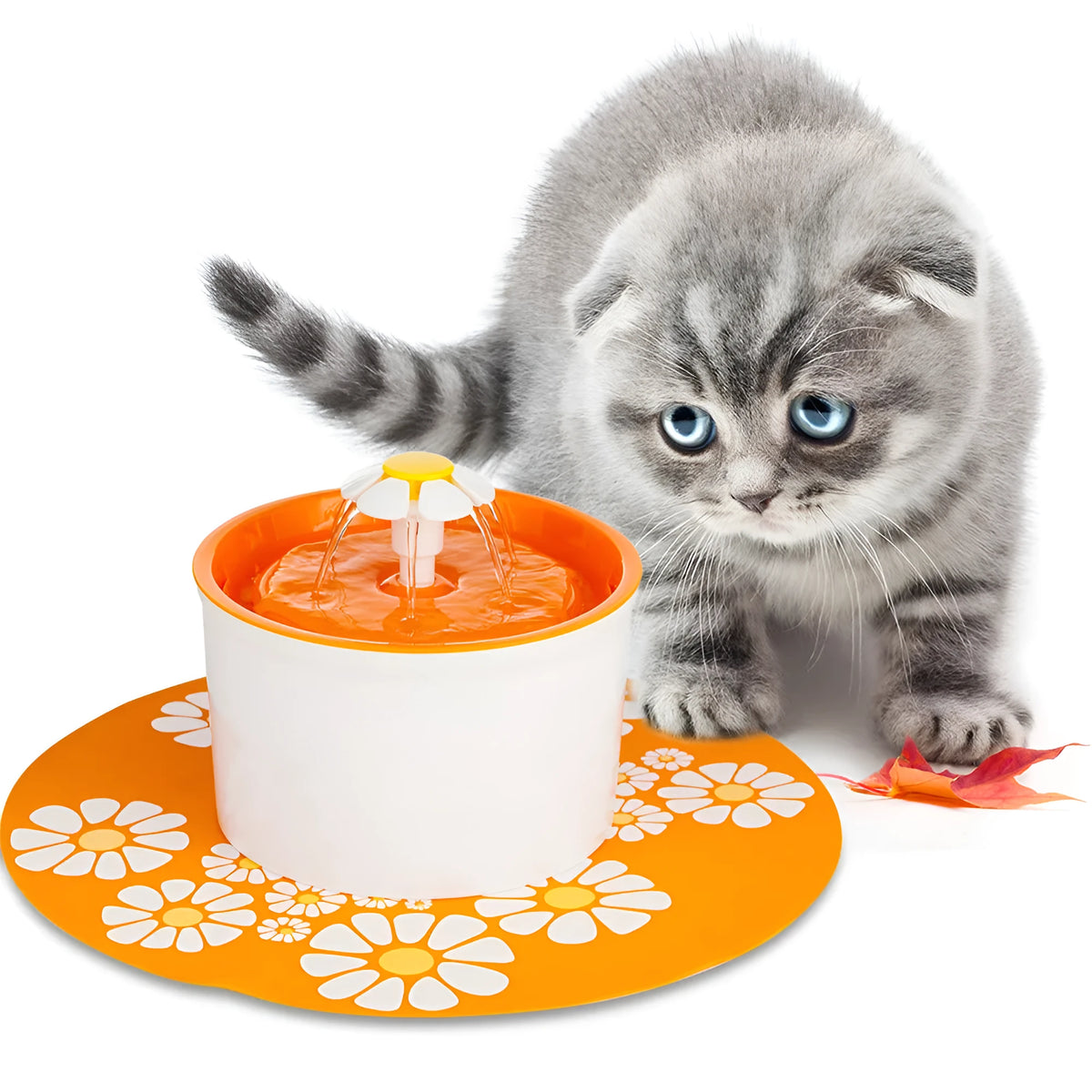 Blue square electric cat water fountain with filter, 19cm, plastic construction