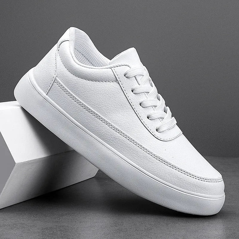 Women's leather lace-up flat casual shoes in white, silver or gold colour options