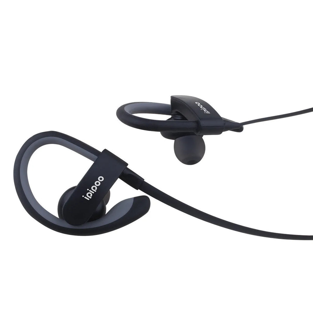 Wireless sports headphones in blue, grey, red, or yellow colours with earplug design.