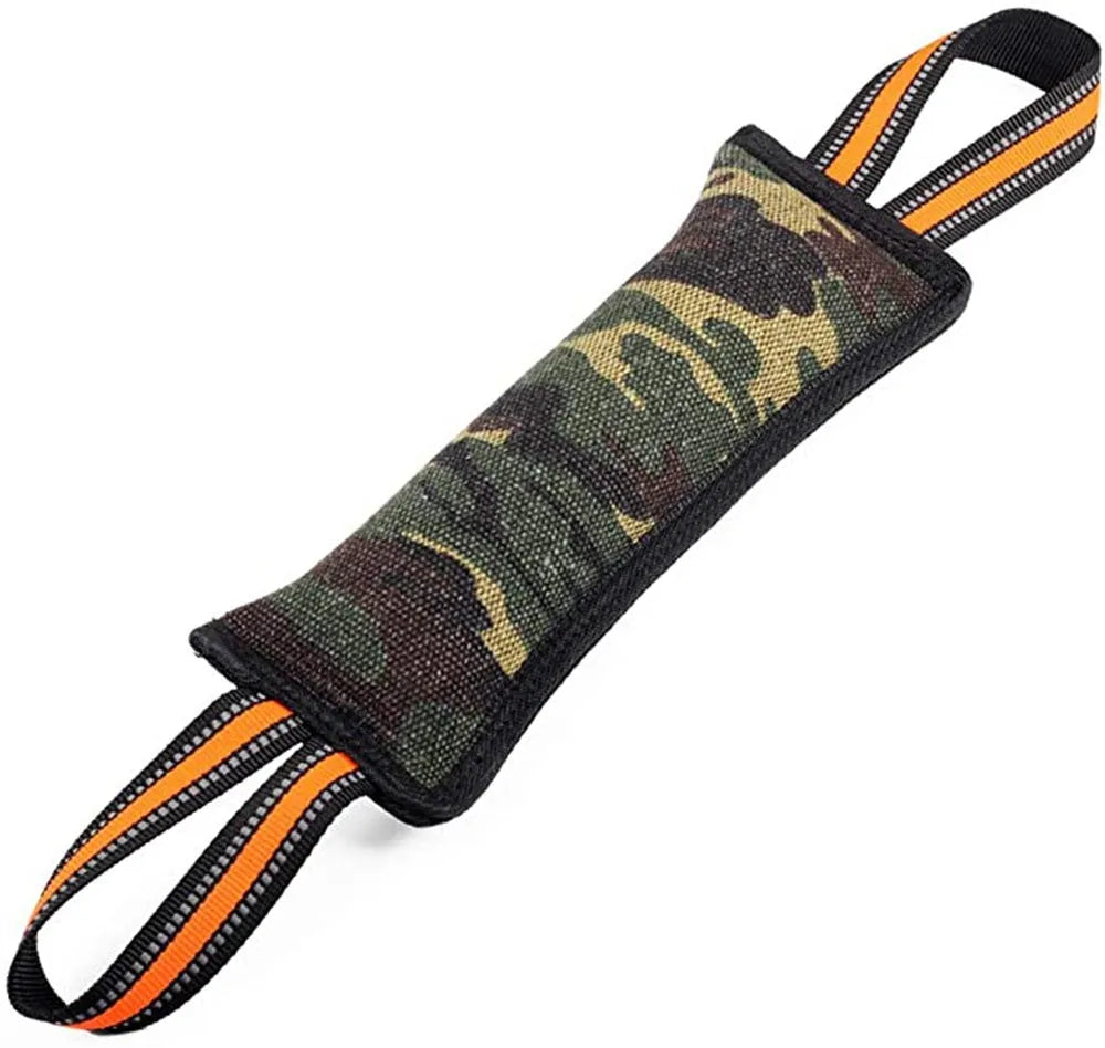 55cm long yellow-edged jute dog bite stick with reflective material for training