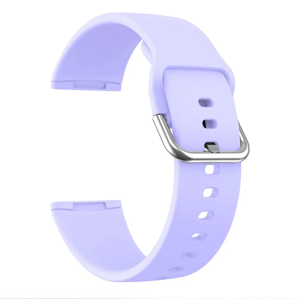 Solid colour silicone strap with silver buckle for Fitbit Versa 3 and Sense 2 watches