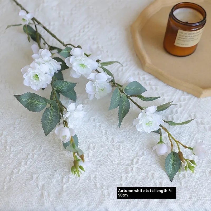 Single silk camellia artificial flower in Autumn Pink for Chinese retro home decoration