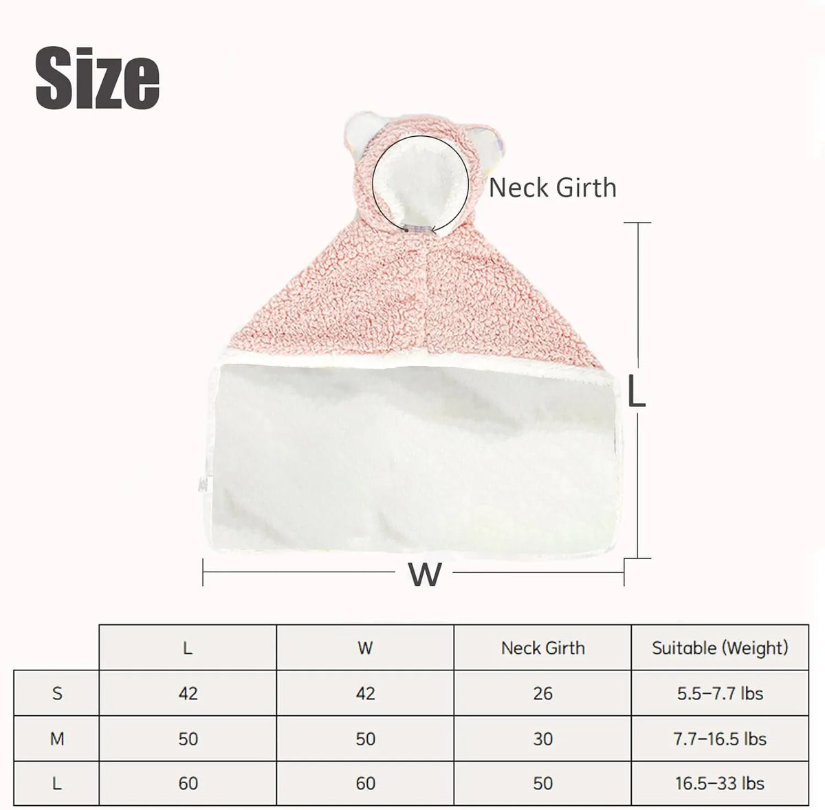 Teddy bear polar fleece pet cape blanket with hood for dogs cats, available in brown gray pink sizes S M L
