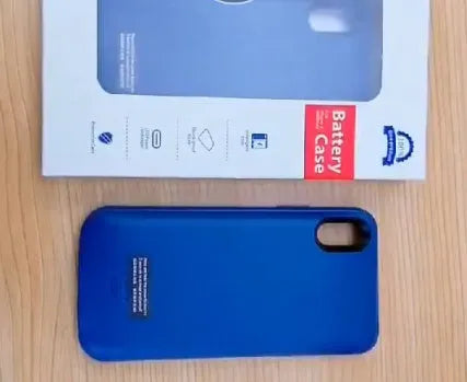 Shockproof silicone iPhone battery charger case in black, blue, pink or white colours with extended battery capacity