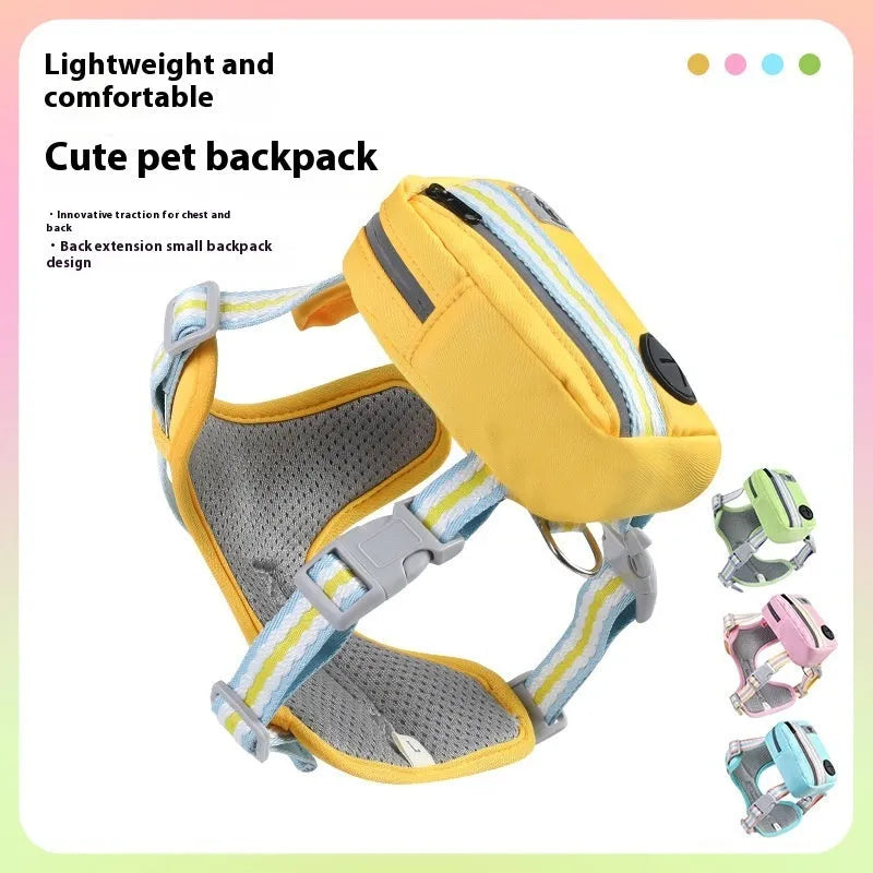Explosion-proof anti-strangulation pet harness in Oxford cloth with a 1.5m traction rope.