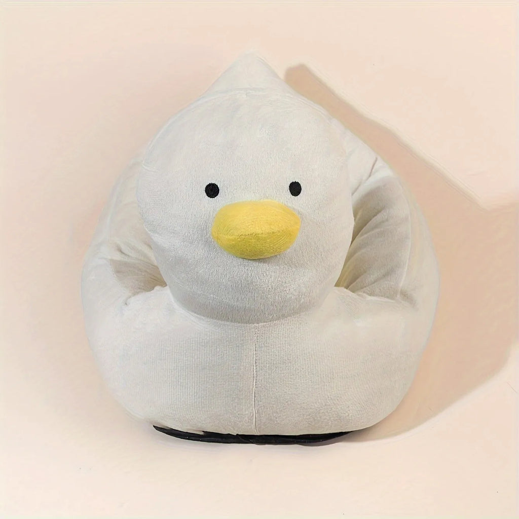 Blue duck-shaped fluffy pet bed for small dogs and cats with unique pattern
