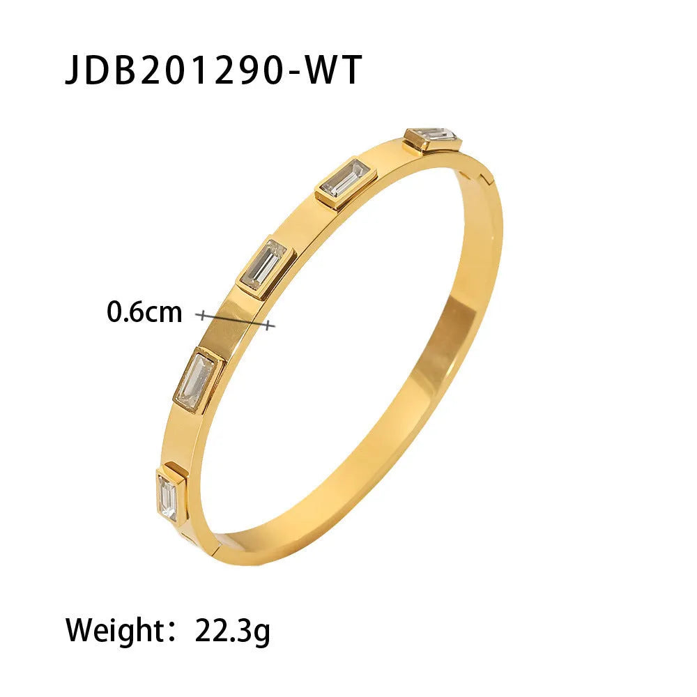 Stainless steel zircon bracelet with electroplated finish in colour JDB201271, European American style