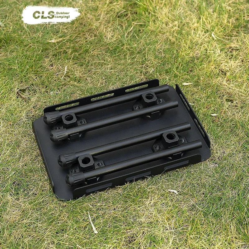 CLS aluminium folding camping stool shown in army green, converts into a small table with storage bag