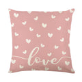 Square plaid pattern pillow cover with heart design, 45cm by 45cm, shown in one of four colour variations.