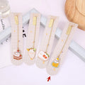Jane Key Foodie metal bookmark with cartoon cat design, showing four style options including Strawberry Cake Cat.