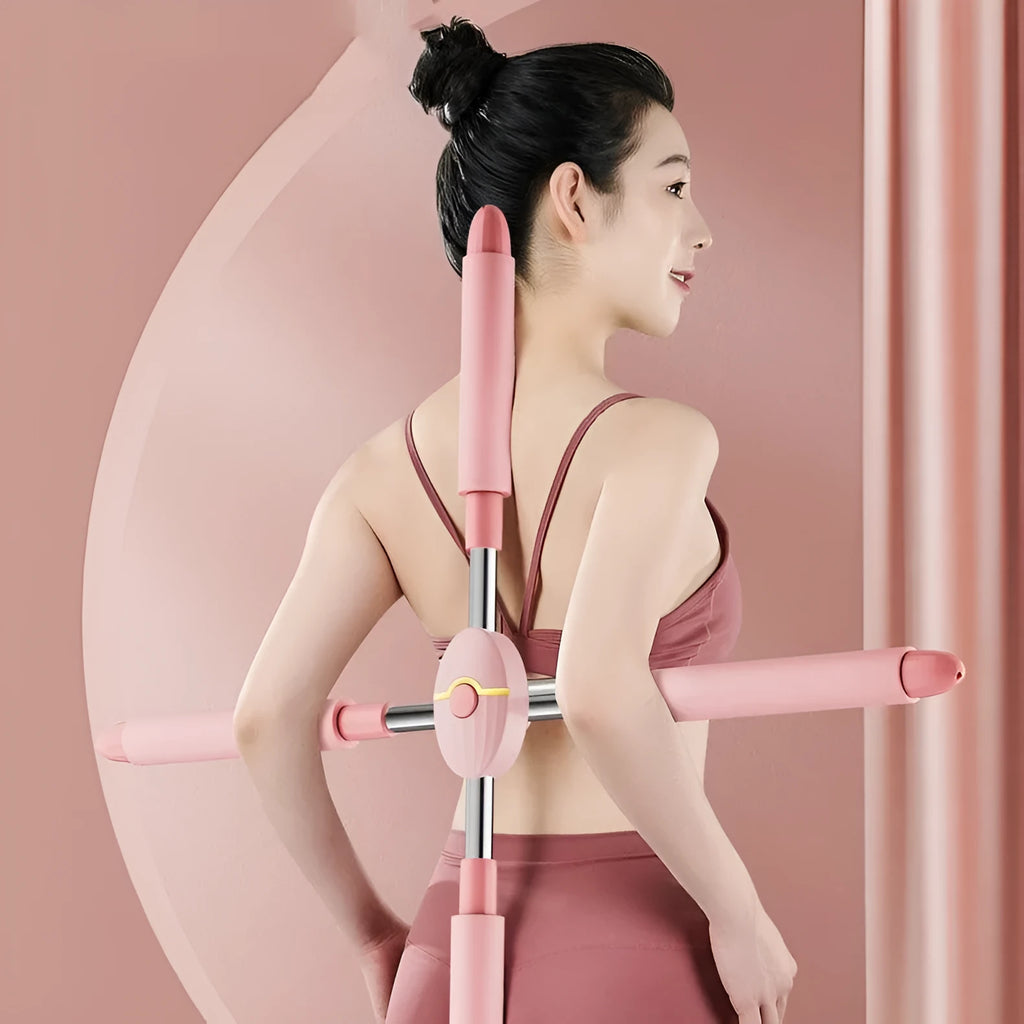 Children's adjustable open back fitness stick in pink or blue for yoga and body shaping